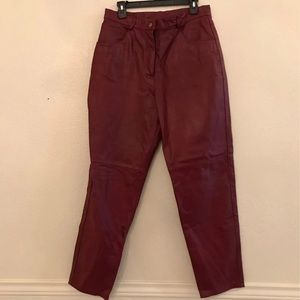 Wine color leather pants